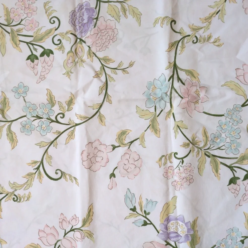 Sferra‎ Floral Standard Cotton Pillowcase - Scalloped Edge EUC Cottage